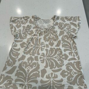 Croft & Barrow Kids Cream and Tan Patterned Blouse